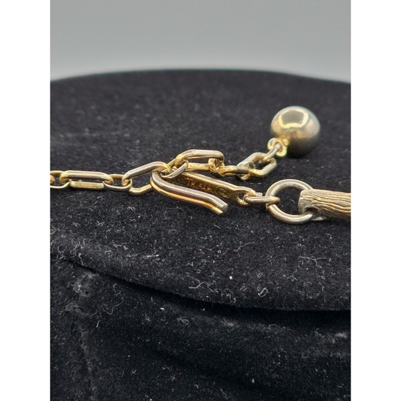 PERFECT FALL 60'S CROWN TRIFARI GOLD-TONE TWIG NECKLACE FAUX PEARL ACORN PENDANT - Picture 5 of 13